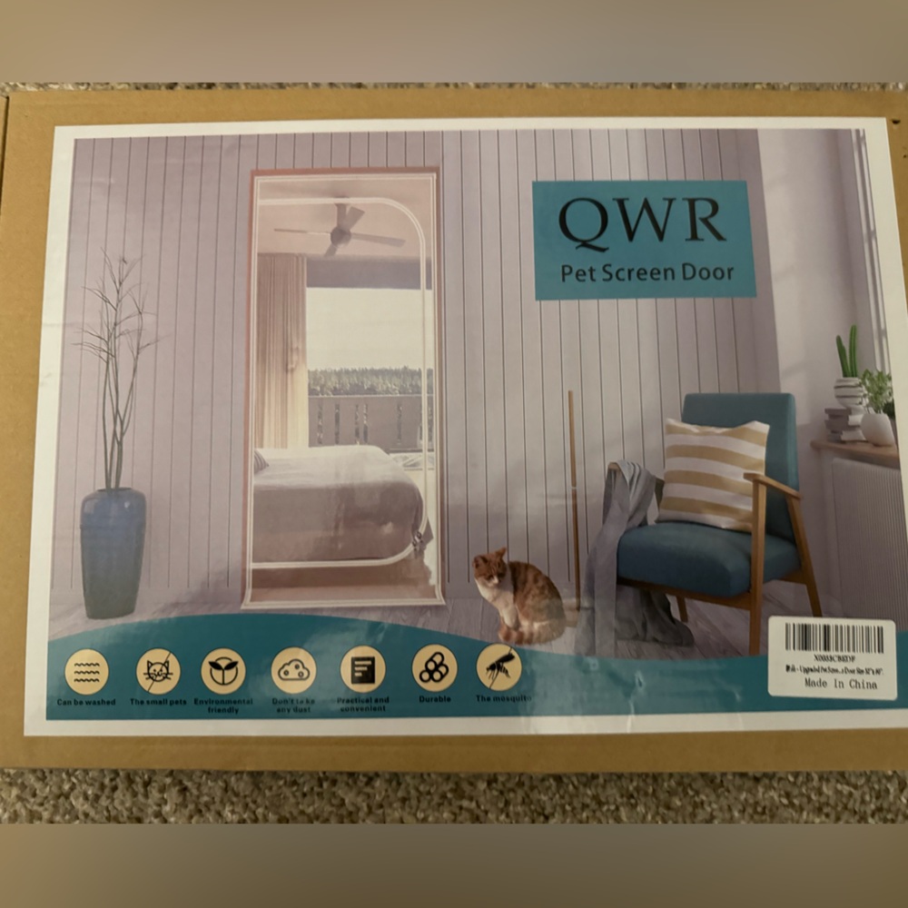 Reinforced Cat Screen Door Size 32"x 80" with Zipper Closure